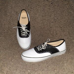 VANS VAULT-SPECTATOR LX-Black/White Leather-VN0KXNBA2-RARE/SKATE-SZ 9-Near Mint